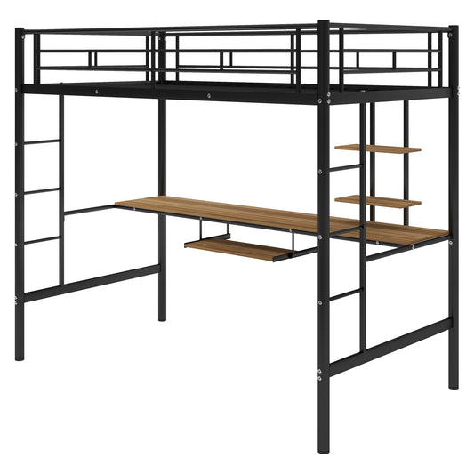 Loft Bed with Desk and Shelf   Space Saving Design Twin