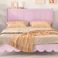 Full Size Wood Platform Bed Frame, Retro Style Bed with Rectangular Headboard,No Need Box Spring,Pink