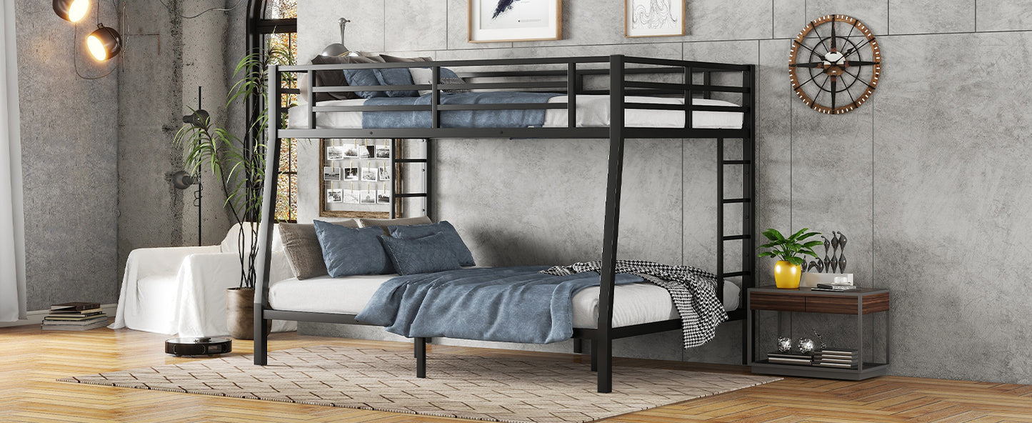 Metal Full XL Over Queen Bunk Bed for Teens and Adults, Space-Saving and Noise-Reduced Design