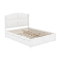 Wood Queen Size Platform Bed with Twin Size Trundle and 2 Drawers White