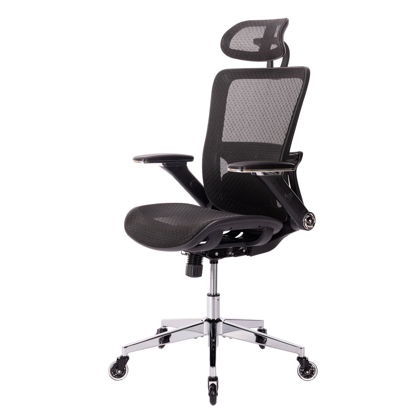 BLACK Ergonomic Mesh Office Chair High Back - Adjustable Headrest with Flip-Up Arms