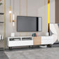 Modern TV Stand for 80-Inch TVs, Double Storage Space Media Console with Drop-Down Door, Entertainment Center