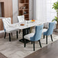 A&A Furniture Nikki Collection Modern High-end Tufted Solid Wood Contemporary PU 2-Pcs Set White+Light Blue