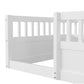 Twin Floor Bed Frame with Fence, Wood Kids Floor Beds Frame for Bedroom Playroom,White