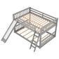 Full over Full Bunk Bed with Convertible Slide and Ladder  Gray