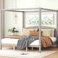 King Size Canopy Platform Bed with Headboard and Support Legs, Grey Wash