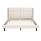 Queen Size Upholstered Platform Bed with LED Lights and U-Shaped Headboard, Linen Fabric, Beige