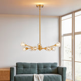 Modern Crystal Chandeliers, 9 Lights Golden Chandelier for Living Room Bedroom (Bulbs Not Included)