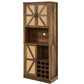 76-Inch Tall Rustic Oak Farmhouse Kitchen Faux Rattan Wine Cabinet with Square Compartments and Shelves