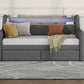 Twin Size Daybed with Storage Drawers, Upholstered Daybed with Charging Station and LED Lights, Gray