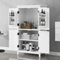 Bathroom floor storage cabinet, bathroom storage unit, 4-door independent cabinet, adjustable shelf, adaptive shelf, white