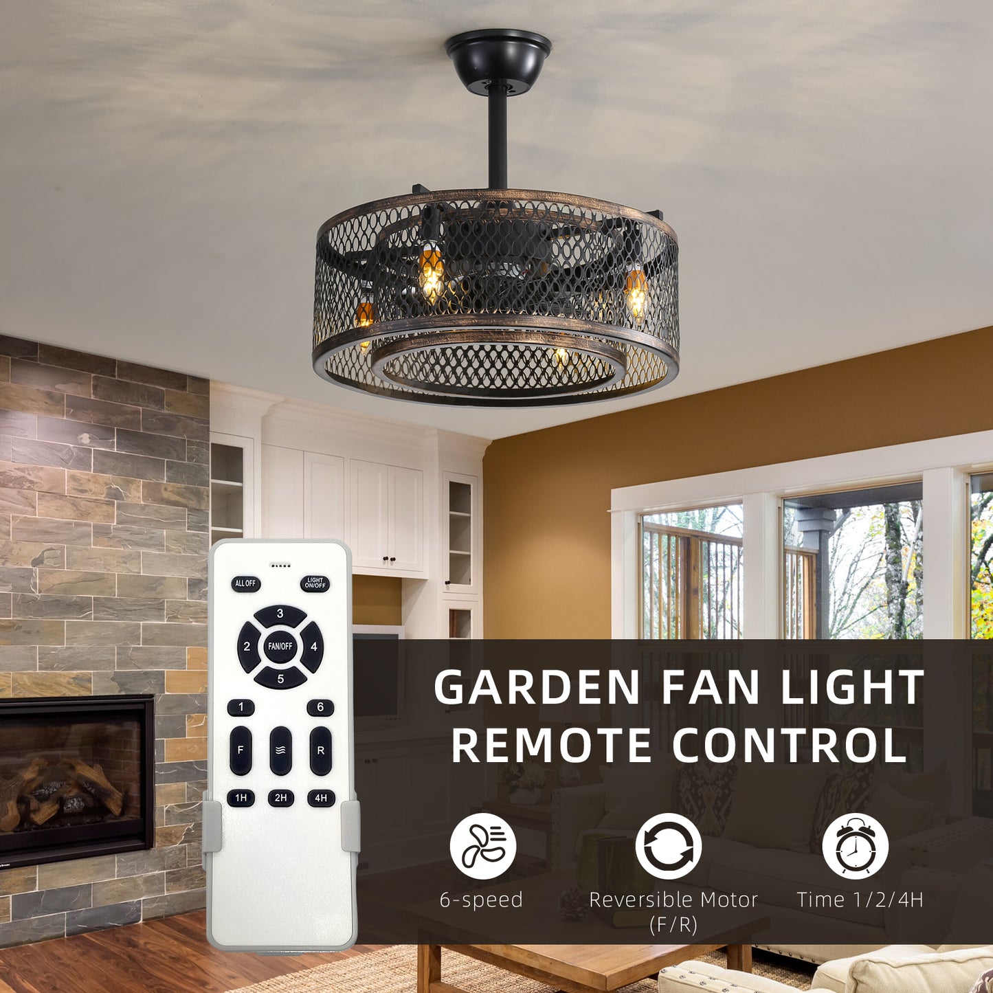 20 inch Caged Ceiling Fan with Lights