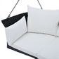 2-Person Hanging Seat, Rattan Woven Swing Chair, Porch Swing With Ropes, Black Wicker And White Cushion