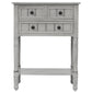 TREXM Narrow Console Desk, Thin Sofa Table with 3 Storage Drawers and Bottom Shelf, Grey Washed Finish