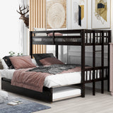 Twin over Pull-out Bunk Bed with Trundle  Espresso