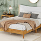 Queen Size Rubber Wooden , Solid Wooden Bed with Teddy Velvet Cushion Upholstered Headboard, Enhanced by Support Feet