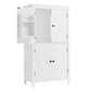 Bathroom floor storage cabinet, bathroom storage unit, 4-door independent cabinet, adjustable shelf, adaptive shelf, white