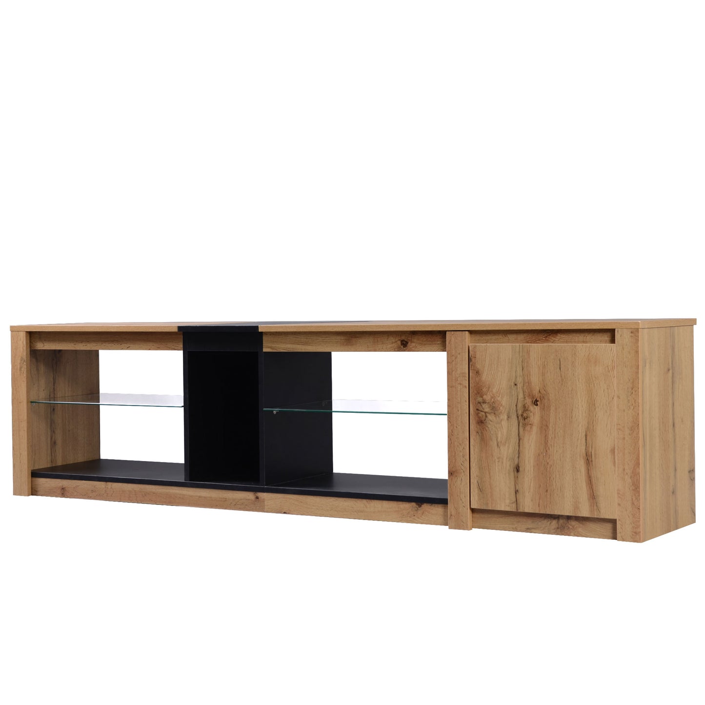 ModernTV stand suitable for TVs under 80 inches, media console with multifunctional storage, and LED lights