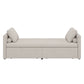 Modern Cushioned Lounge Chair Sofa Bed with 2 Drawers, Linen Fabric in Beige