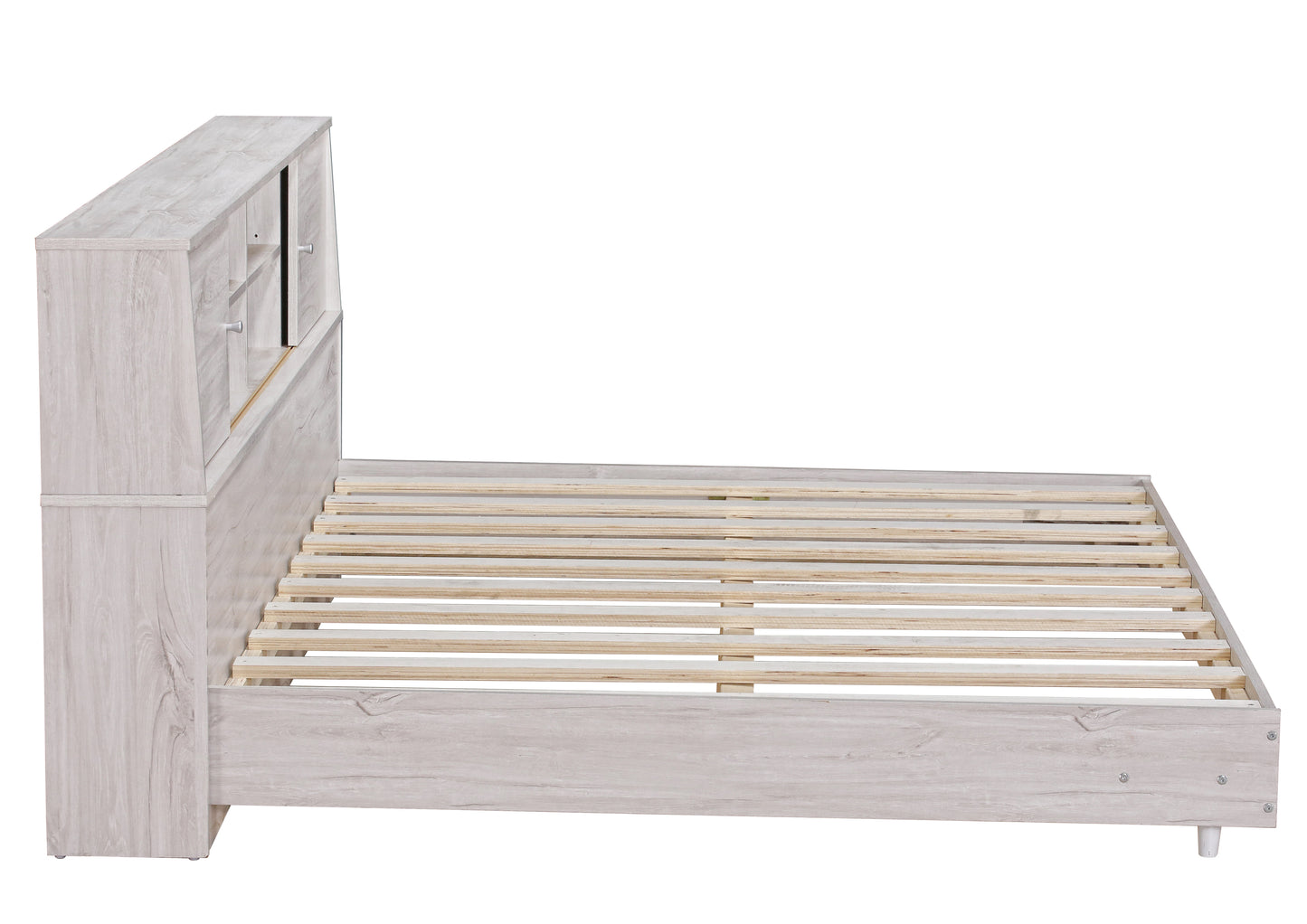 Full Size Daybed Frame with Storage Bookcases White Oak