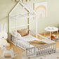 Wooden Twin Size Children's Bed with Detachable Headboard and Integrated Clothes Drying Rack, White