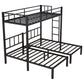 Twin over Twin & Twin Bunk Beds for 3, Twin XL over Twin & Twin Bunk Bed Metal Triple Bunk Bed, Black