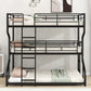 Full XL over Twin XL over Queen Size Triple Bunk Bed with Long and Short Ladder,Black