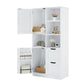 Bathroom storage cabinet with doors and drawers, multiple storage spaces, independent, open adjustable shelves, white