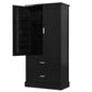 Tall Bathroom Storage Cabinet, Cabinet with Two Doors and Drawers, Adjustable Shelf, MDF Board, Black