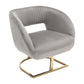 COOLMORE Upholstered Tufted Living Room Chair Textured Linen Fabric Accent Chair with Metal Stand