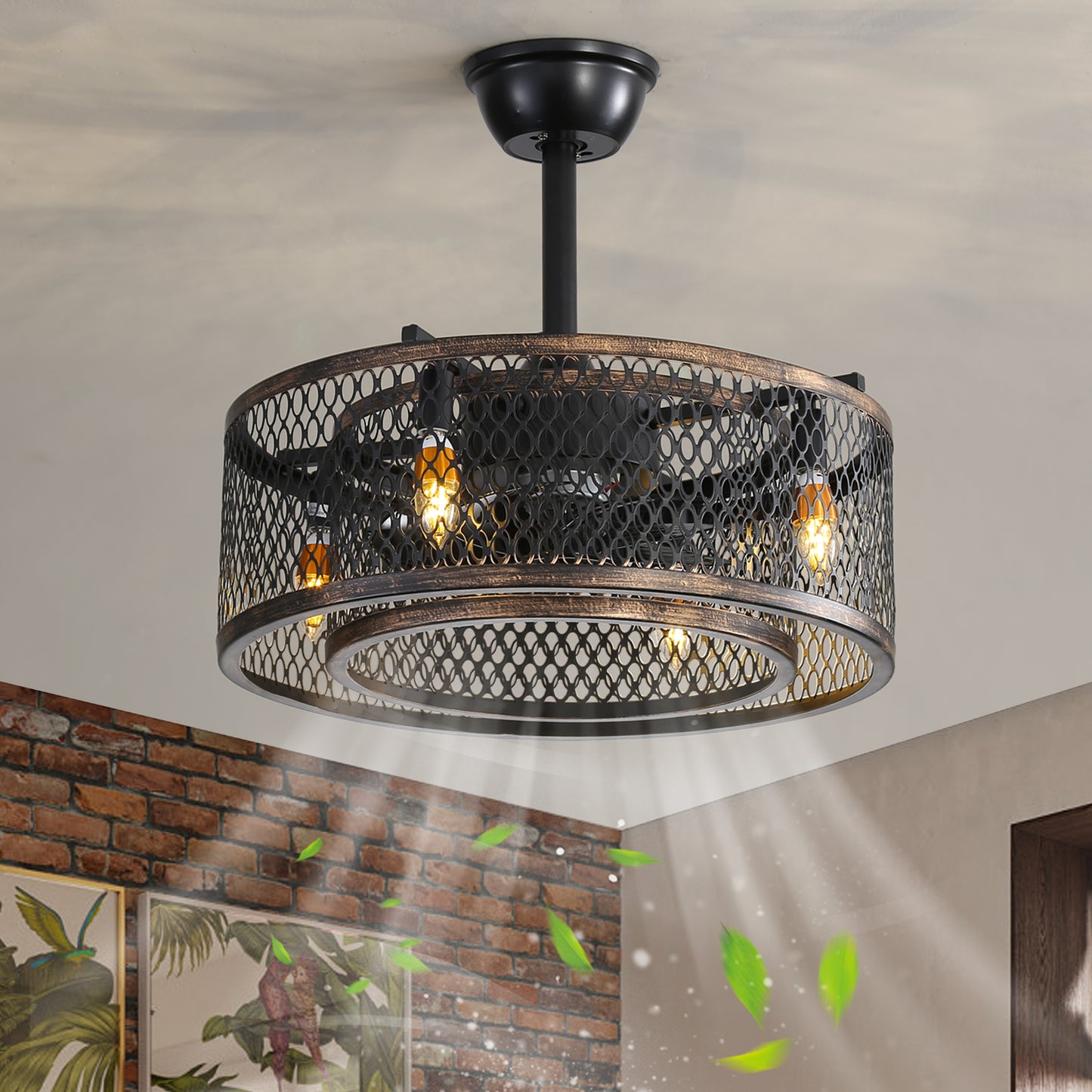 20 inch Caged Ceiling Fan with Lights