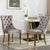 Tufted solid wood velvet cushioned dining chair, gold-plated stainless steel nail leg heads, 2 pieces in gray and gold