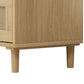 3-Drawer Rattan Storage Cabinet Set of 2, Oak Finish for Bedrooms, Living Rooms, and Hallways