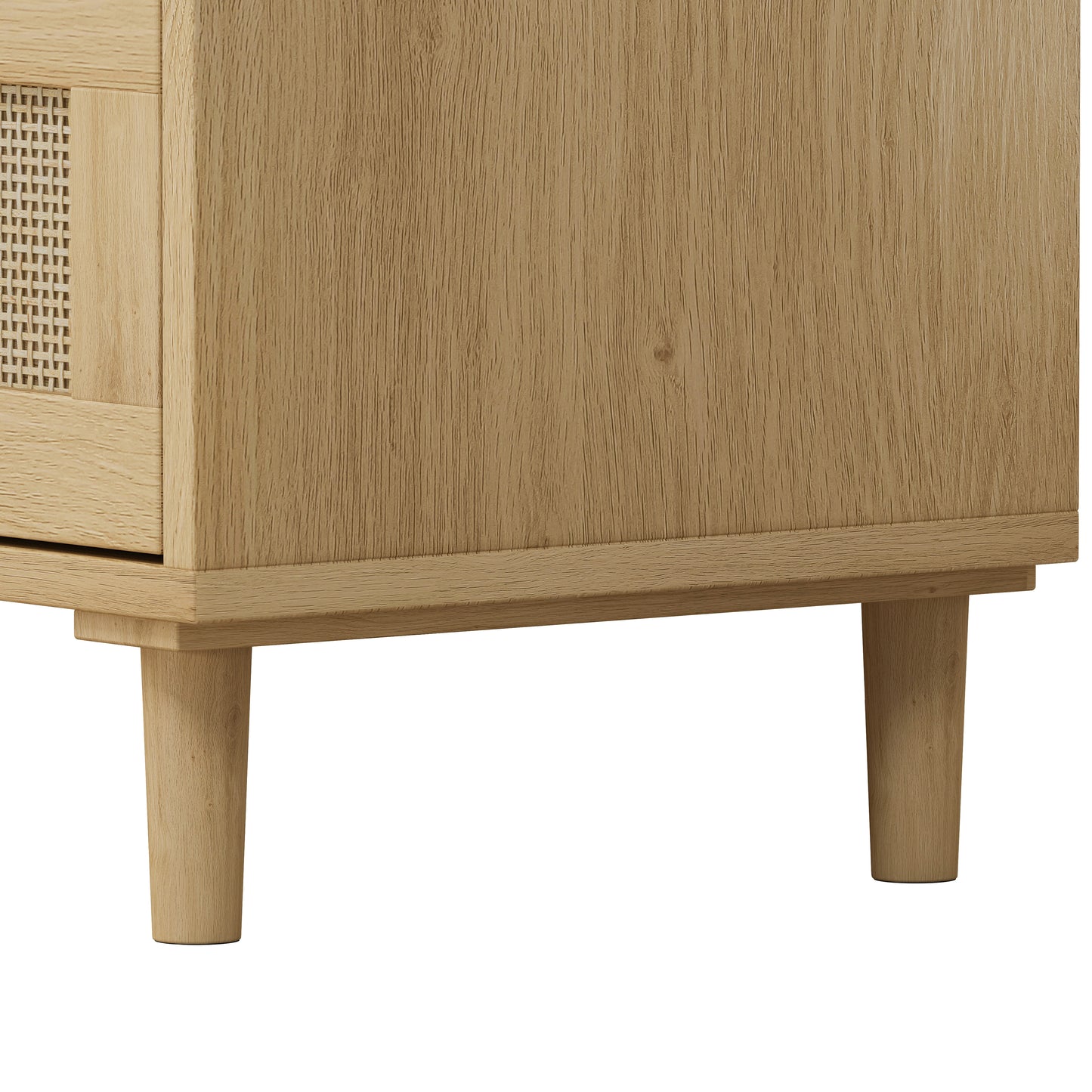 3-Drawer Rattan Storage Cabinet Set of 2, Oak Finish for Bedrooms, Living Rooms, and Hallways