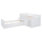 L-shaped Space-Saving Twin Loft and Twin Platform Bed with 7 Drawers and Full Guardrails(WHITE)