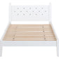 Twin Bed with Button-Decoration Headboard, with Bed Slats,White