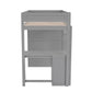 Wood Twin Size Loft Bed with Wardrobes and 2-Drawer Desk with Cabinet Gray