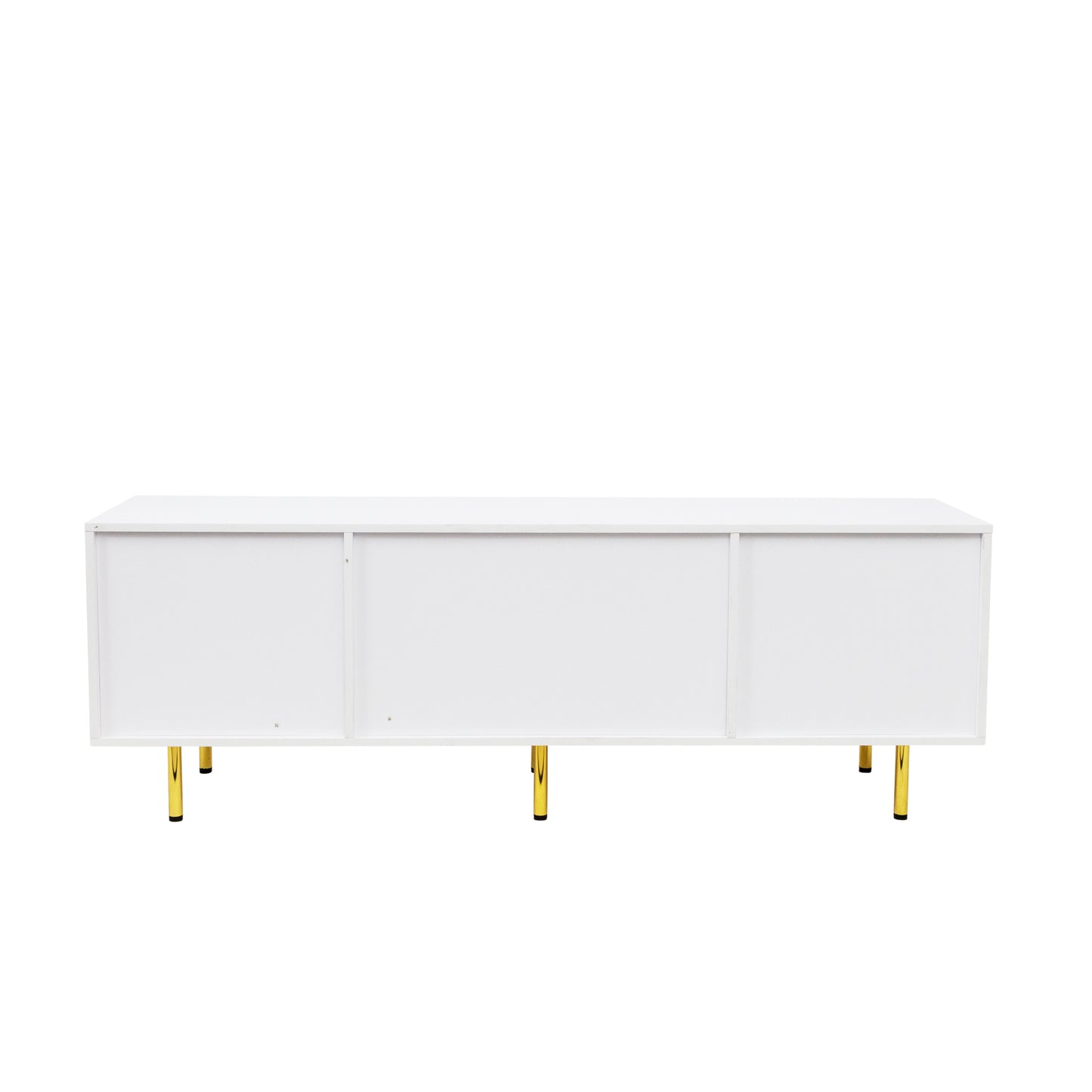 Mueble de TV moderno en blanco cálido, elegante centro de entretenimiento para salas de estar y dormitorios