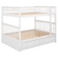 Full over Full Bunk Bed with Drawers  Convertible Beds  White