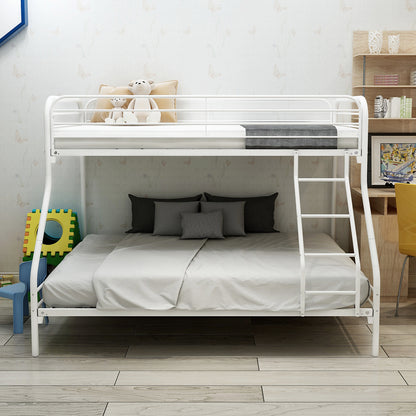 Heavy Duty Twin-Over-Full Metal Bunk Bed Easy Assembly with Enhanced Upper-Level Guardrail White