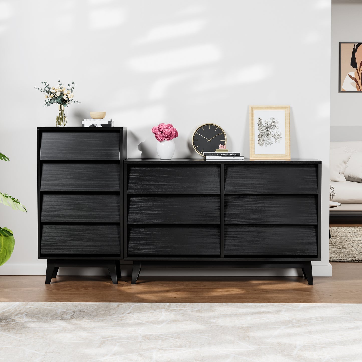 6 Drawer Double Dresser Features Vintage-style and Bevel Design