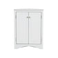 White Triangle Bathroom Storage Cabinet with Adjustable Shelves, Freestanding Floor Cabinet for Home Kitchen