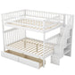 Full over Full Bunk Bed with Two Drawers and Storage White