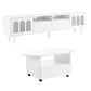 Two sets of ON-TRANS cream style TV stands and coffee tables, suitable for TVs under 80 inches, white