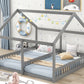 Twin Size House Platform Beds Two Shared Beds Gray