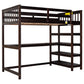 Twin Size Loft Bed with Storage Shelves and Under-bed Desk  Espresso