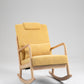 Rocking Chair Upholstered Fabric Rocking Armchair Indoor with High Backrest Glider Chairs and Lumbar Pillow for Living Room