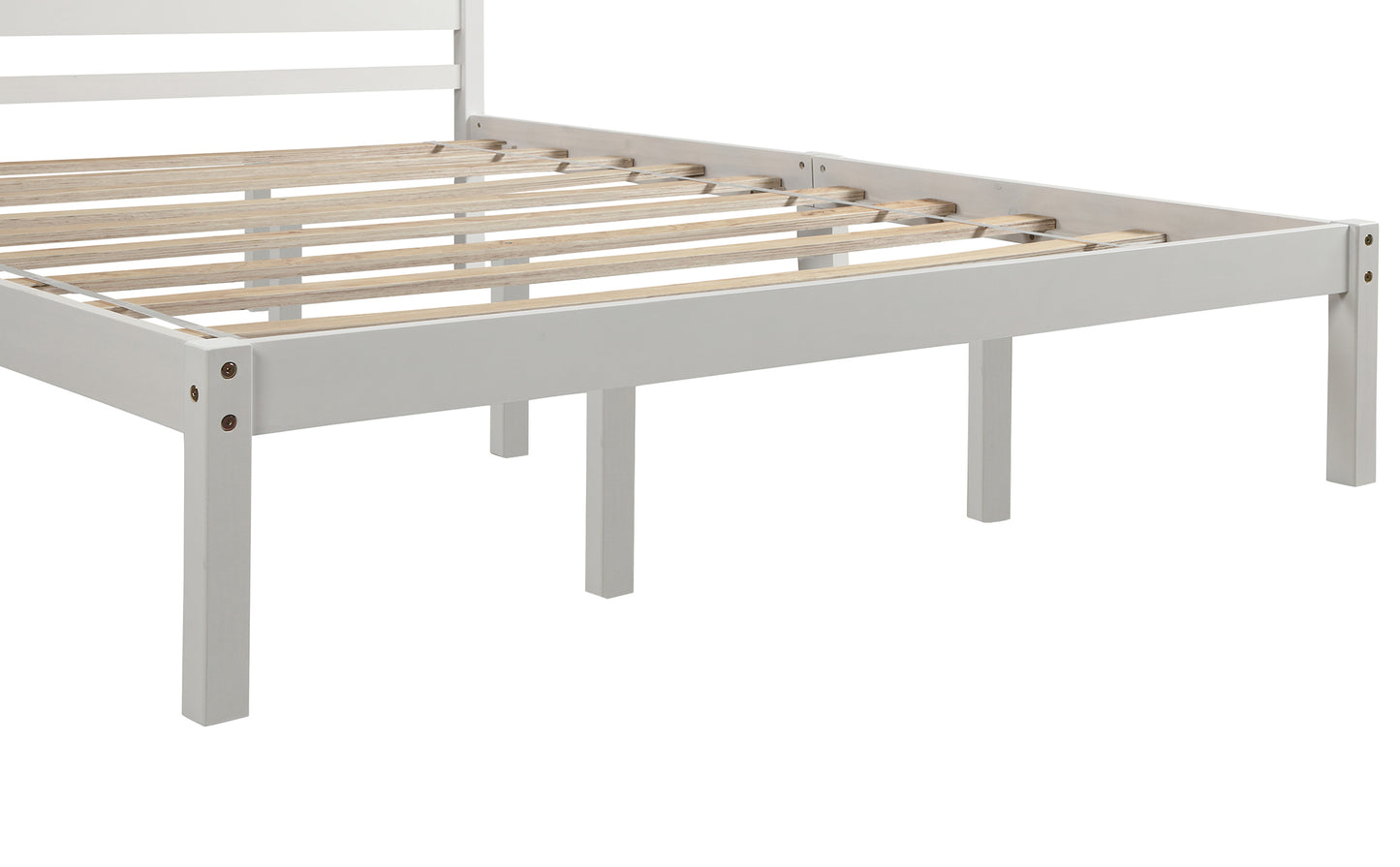 Platform Bed Frame with Headboard, Wood Slat Support, No Box Spring Needed  Queen  White