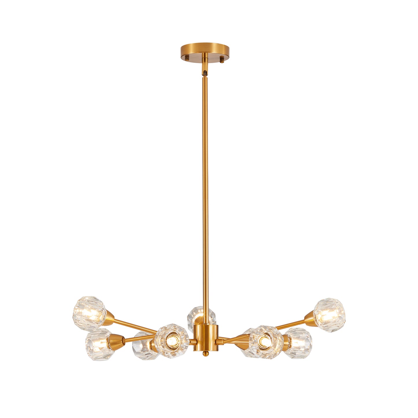 Modern Crystal Chandeliers, 9 Lights Golden Chandelier for Living Room Bedroom (Bulbs Not Included)