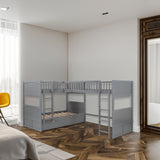 Twin Size Bunk Bed with a Loft Bed attached, with Two Drawers,Gray